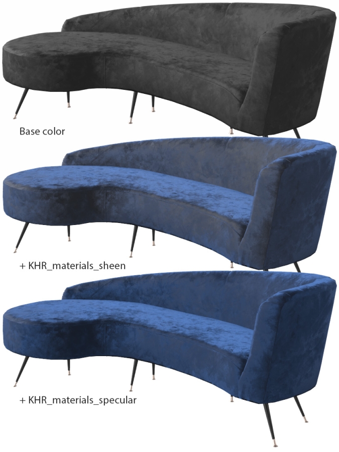 screenshots of how the various material layers combine together